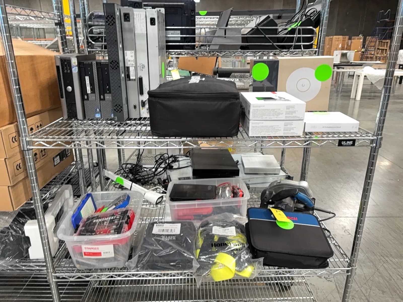 contents-of-rack-bin-of-assorted-bit-kits-full-body-harness-powerglide-saw-and-more-51bca2