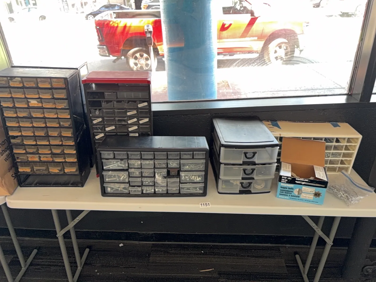 6-hardware-storage-systems-including-contents-and-1-box-of-partially-depleted-toggle-bolts-58ea4f