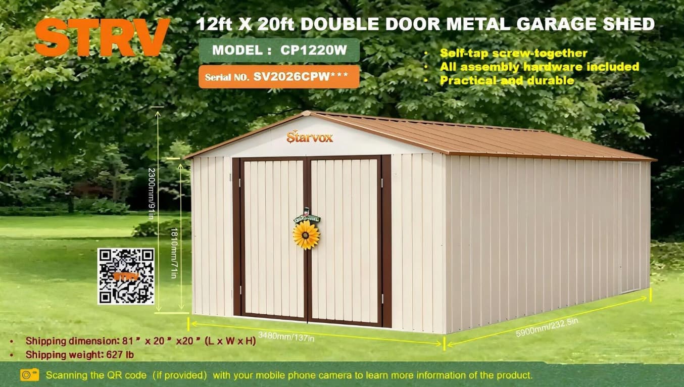 2026-starvox-cp1220w-12x20-double-door-metal-garage-shed-unused-ms6mrnw4
