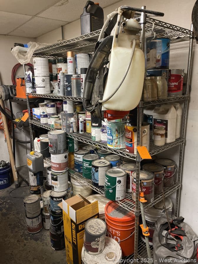 racking-with-assorted-contents-paint-sprayers-oils-and-more-594383