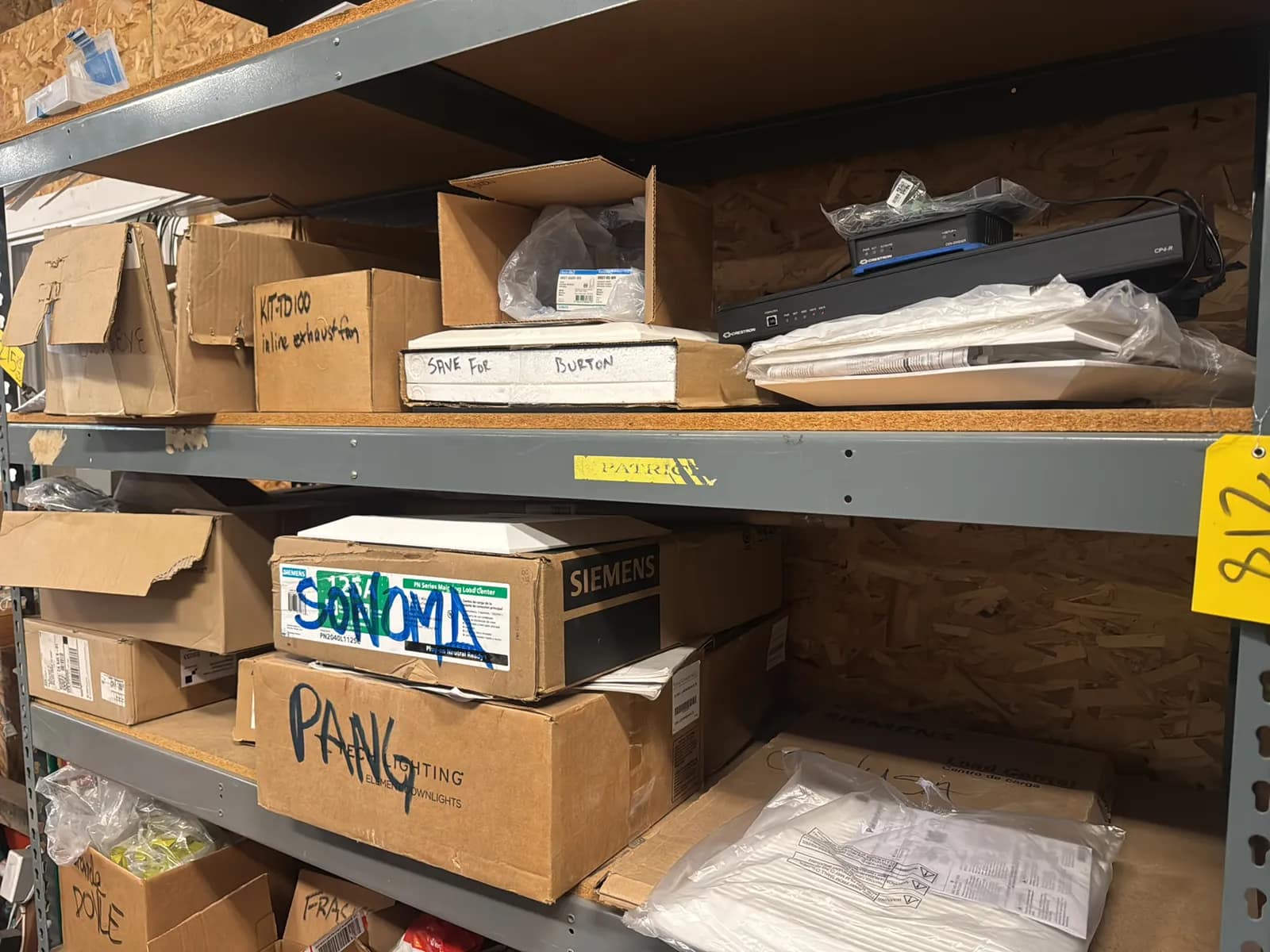 contents-of-2-shelves-crestron-system-inline-exhaust-fan-lighting-accessories-and-more-e11c1c