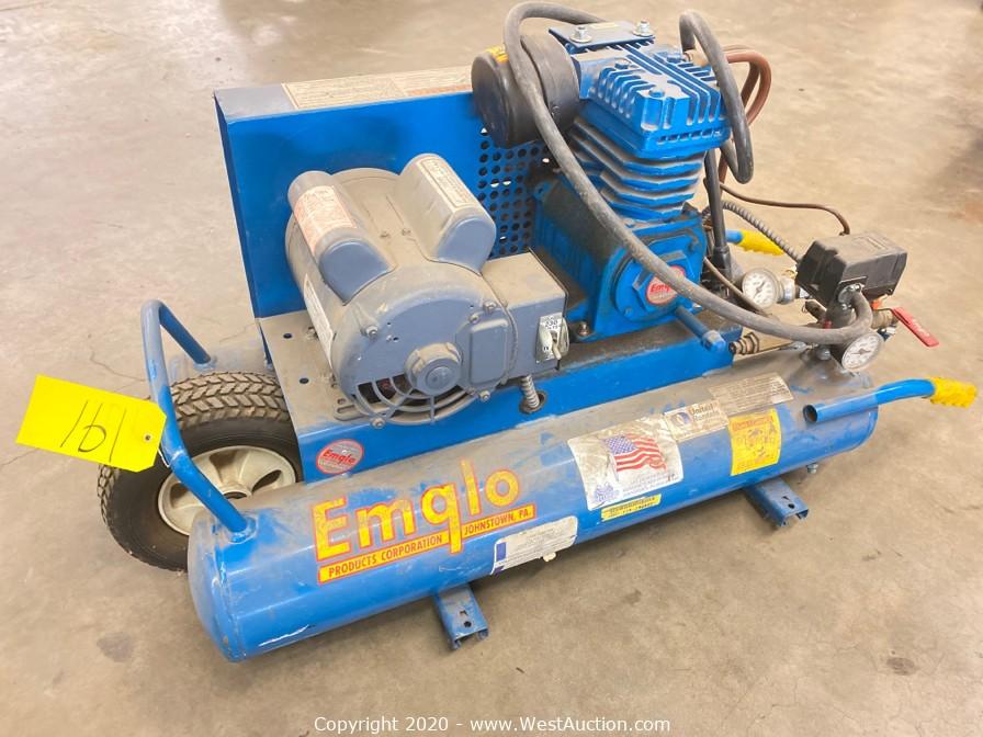deadline pariteit Artistiek Lot #D-0191: Emglo/Jenny 1.5-HP 8-Gal Electric Dual Voltage Wheelbarrow Air Compressor deadline pariteit Artistiek Lot #D-0191: Emglo/Jenny 1.5-HP 8-Gal Electric Dual Voltage Wheelbarrow Air Compressor